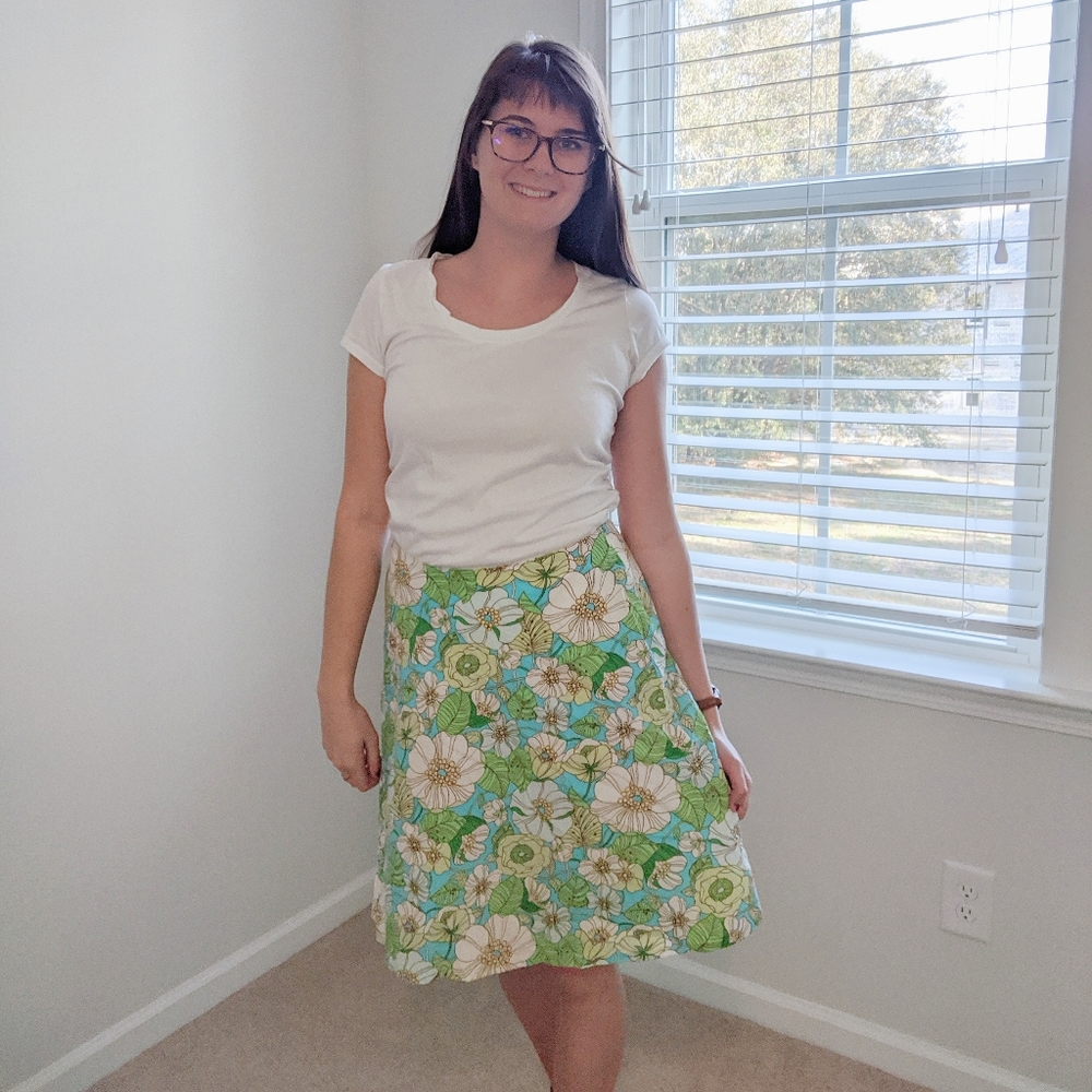 $$$ GAP summer floral flare skirt green blue